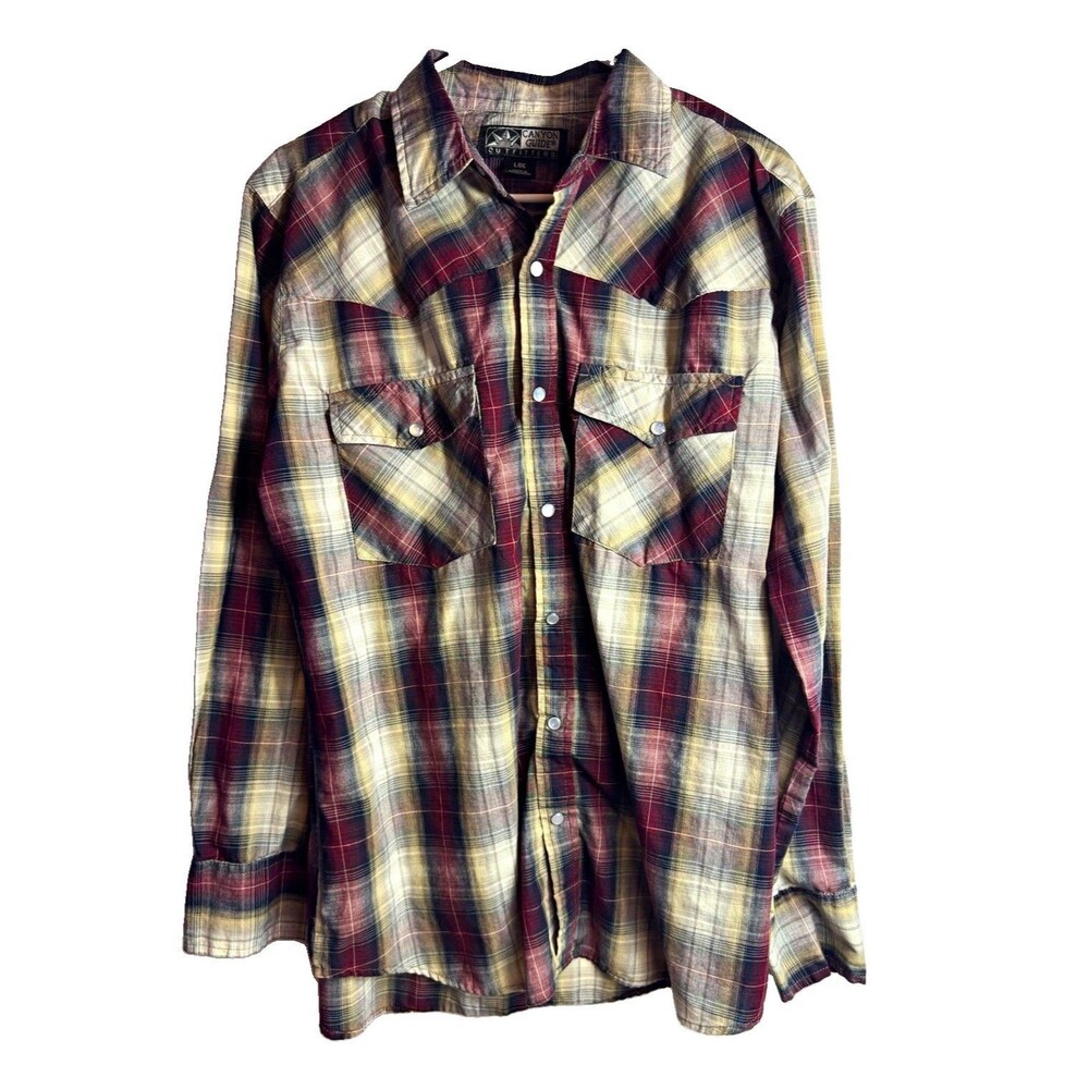 Canyon Guide Outfitters Men's L Regular Plaid Multicolor Woven Button-Up Pockets